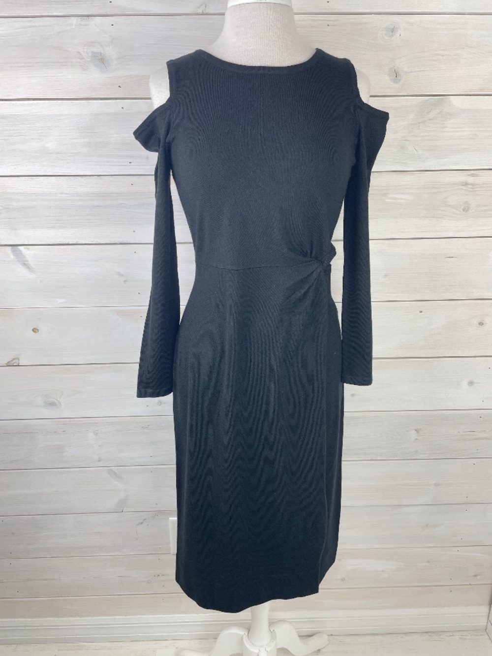 Donna Karan NY Black Long Sleeve Cold Shoulder Dress